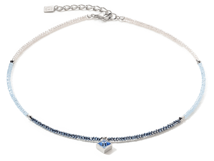 Coeur de Lion Brilliant Square necklace silver light blue 6006/10-0741