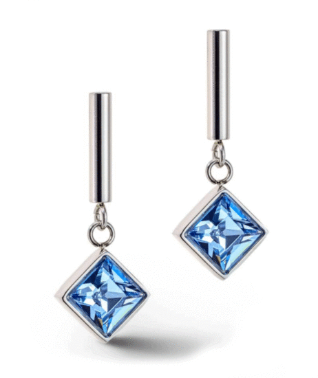 Coeur de Lion Brilliant Square earrings silver light blue 6006/21-0741