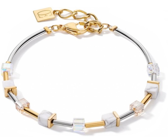 Coeur De Lion Bracelet GeoCUBE® small Stainless steel & crystals pavé white-gold-silver 5023/30-1816
