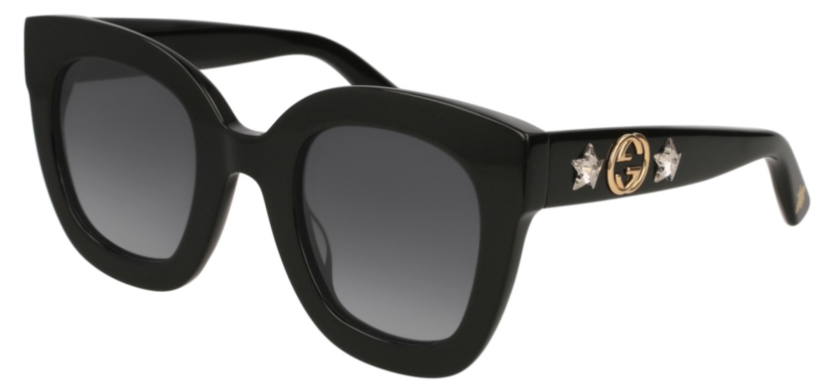 Gucci Round-Frame Acetate Sunglasses with Star GG0208S 001