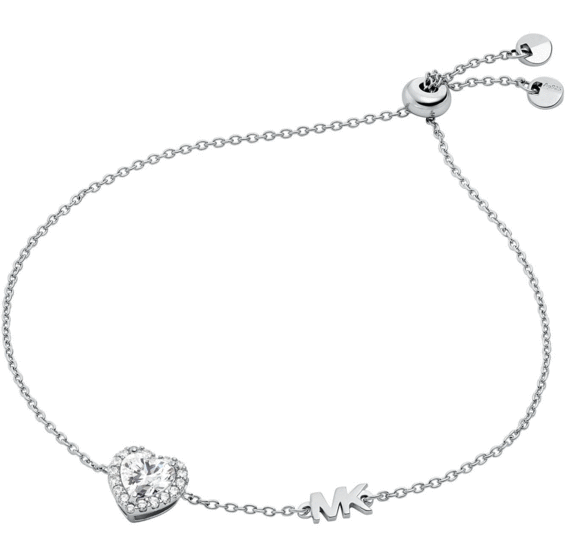 Michael Kors Sterling Silver Pavé Heart Slider Bracelet MKC1518AN040