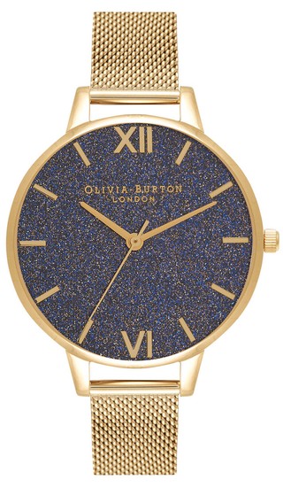 Olivia Burton Navy Glitter Demi Dial & Gold Mesh Watch OB16GD75