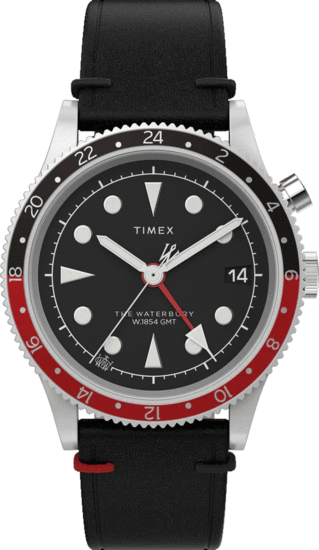 TIMEX Waterbury Traditional GMT 39mm Leather Strap Watch TW2W22800